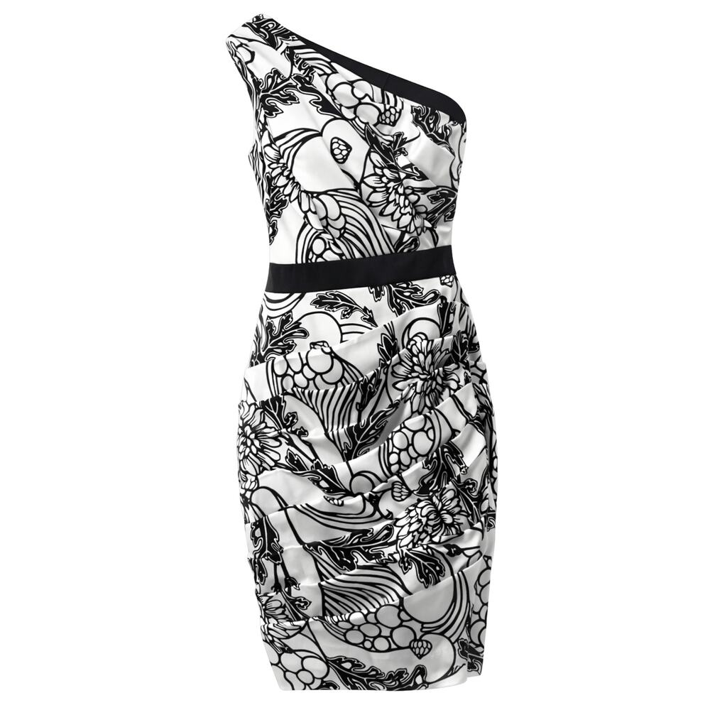 B. Darlin Cocktail Dress Women's Black & White Petal Floral Print Bodycon